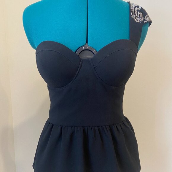 Guess Beaded Peplum Single Strap Top - Picture 1 of 7